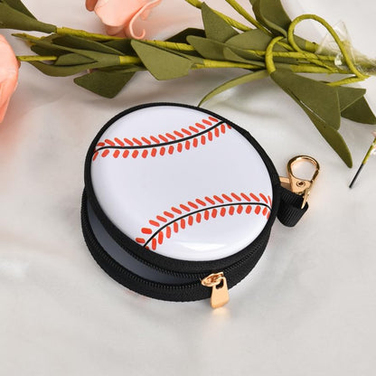YALLNASL Soccer Basketball Volleyball Baseball Storage Bag Wallet Organizer Coin Pouch Keychain Case for Earplugs Earbuds Earphone - color: Baseball Keychain