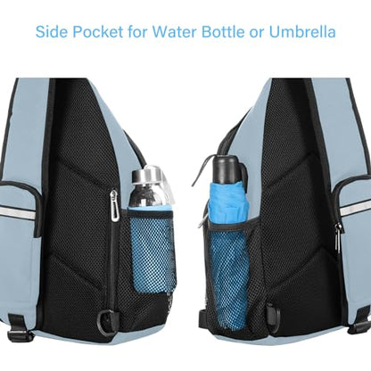 MOSISO Sling Backpack Bag, Crossbody Shoulder Bag Travel Hiking Daypack Chest Bag with Front Square Pocket&USB Charging Port - color: Aquamarine