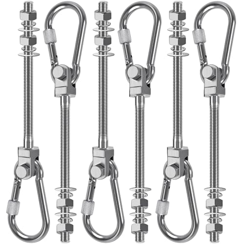 SELEWARE 6Pcs Heavy Duty Swing Hangers, 1500LB Capacity Stainless Steel Swing Set Hooks for Wood/Steel Beam, 7" x M2/5" Porch Swing Hardware for Playground Swing Hammock Chair Yoga Swing Punching Bag - color: 6 Pack Swing Hangers (7" X M2/5" Threaded Rod)