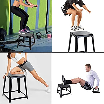 Plyometric Platform Box, Plyometric Box Jump Set For Home Gym Training, Conditioning, Strength Training - color: Set of 3 Black