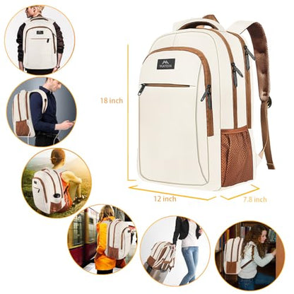 MATEIN 15.6 inch Travel Laptop Backpack, Cute Anti Theft Slim Sturdy Bag - color: Beige Brown, size: 15.6 Inch