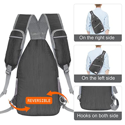 ZOMAKE Sling Bag,Small Crossbody Sling Backpack,Water Resistant Shoulder Daypack for Travel,Anti Thief Chest Bag for Hiking(Black(Stripe)) - color: Black(stripe)