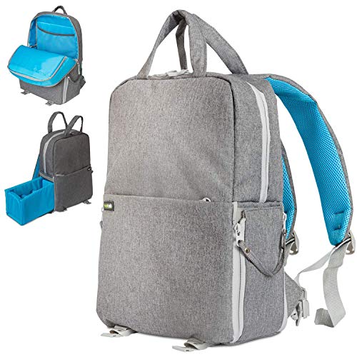 Deco Gear Multifunction Camera Backpack for DSLR & Mirrorless Cameras, Pro Lenses, and Accessories, w/Rain Cover (Gray) - color: Light Grey