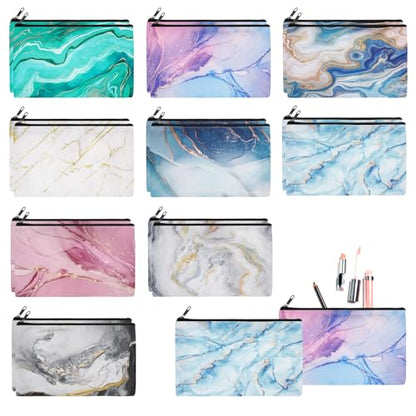 Reginary 20 Pcs Makeup Bags Gifts for Women Canvas Cosmetic Bags with Zipper Bulk Gift for Women Travel Purse Organizer Pouch Accessory, Toiletry Large Capacity, 7 x 4.3 Inch(Marble) - style: Marble