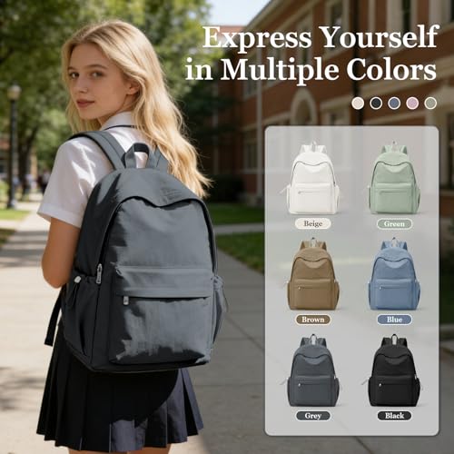 Simple School Backpack For Women Men Aesthetic Medium Backpack Lightweight Casual Daypack College Backpacks Cute Bookbag for Teens Girls Boys Basic Bagpack（Grey） - color: Grey