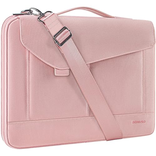 DOMISO 17-17.3 Inch Laptop Sleeve Bag Business Briefcase Messenger Bag Compatible with 17.3" Dell Computer/ProBook 470/MSI GS73VR Stealth PRO/Dell/Lenovo/Acer/ASUS,Pink - color: Pink, size: 17 - 17.3 Inch