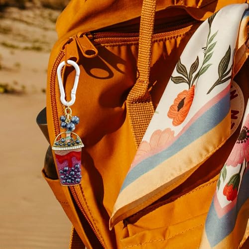 Madison Tyler Western Cowboy Boots Cherry Bow Bubble Tea Strawberry Cute Keychain | Bag Charms for Handbags Purse Charms - color: Bubble Tea