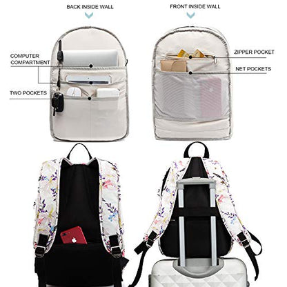 Kinmac Chinese Flowering Crabapple Pattern 15 inch Waterproof Laptop Travel Outdoor Backpack With USB Charging Port For 13 inch 14 inch and 15.6 inch Laptop - color: Chinese Flowering Crabapple