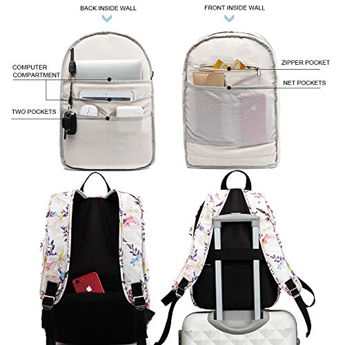 Kinmac Chinese Flowering Crabapple Pattern 15 inch Waterproof Laptop Travel Outdoor Backpack With USB Charging Port For 13 inch 14 inch and 15.6 inch Laptop - color: Chinese Flowering Crabapple