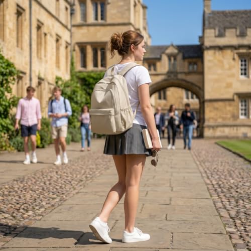 Casual Laptop Backpack for Women Men College Bookbag Waterproof Lightweight School Bag 15.6inch Laptop Daypack Large Capacity School Backpack for Teens Boys Girls (khaki) - color: Khaki