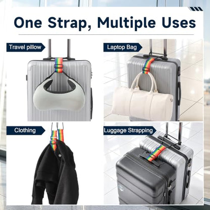 2 Pack Luggage Connector Straps for Suitcases 25 Colors, Adjustable Elastic Travel Bag Strap with Dual Stability Design, Add-a-Bag Hands-Free Luggage Belt, Fits Most Carry-On & Checked Luggage - color: Pink