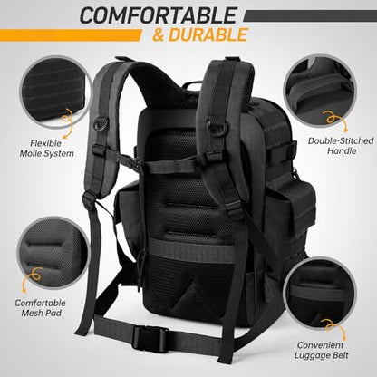 SHARKMOUTH Dad Diaper Bag for Men - Military Baby Backpack with Patches for Hiking Travel Camping Trips - Baby Shower Gifts Black - color: Black