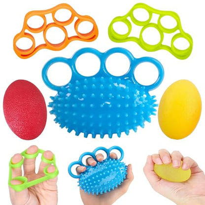 Hand Exercise Squeeze Balls, Grip Strength Trainer, Finger Recovery Kit, Improve Fingers Flexibility, Stress Relief & Physical Therapy, Multiple Resistance Levels, 3 Types, Set of 5