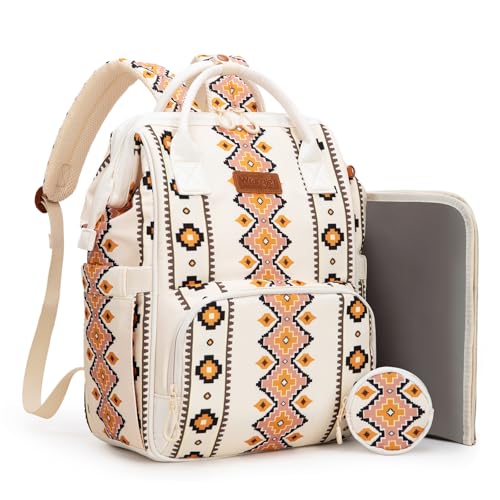 Montana West Wrangler Diaper Bag Backpack Aztec Callie Bag Travel Backpack Purses Western Multi-Function Baby Bags for Mom - color: *Tan