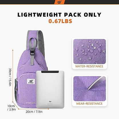 SKYSPER Sling Bag RFID Crossbody Sling Backpack Cross Body Shoulder Bag Travel Hiking Daypack for Women Men(Purple) - color: Purple