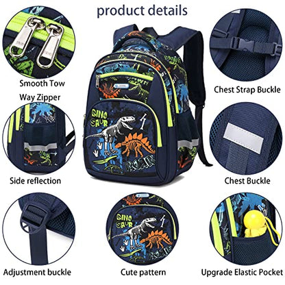 3Pcs Boys Dinosaur Backpack Set with Lunch Box Pencil Case, School Book Bag for Kids Elementary Preschool 1 - color: Royal Blue