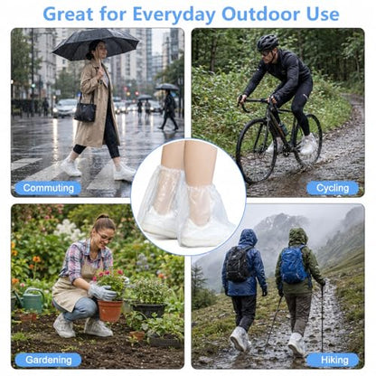 10 Pairs Waterproof Shoe Covers for Rain, Rain Shoe Covers Disposable for Men and Women, Non Slip PE Rain Shoe Covers, Perfect for Outdoor Use, Travel, Farm, Hiking (Transparent)