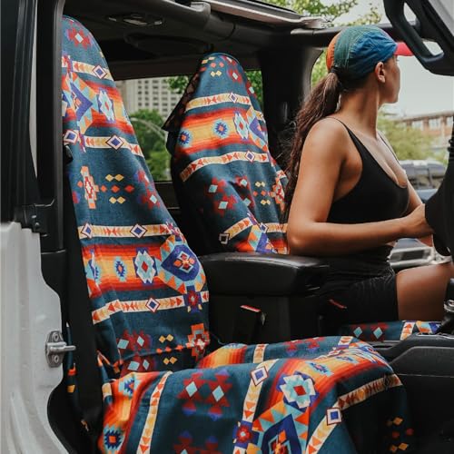 Sprints Athletic Running Towel, Full-Sized, Car Seat Cover - Performance Microfiber (Aztec Artisans & Chocolate Currency) - color: Aztec Artisans & Chocolate Currency