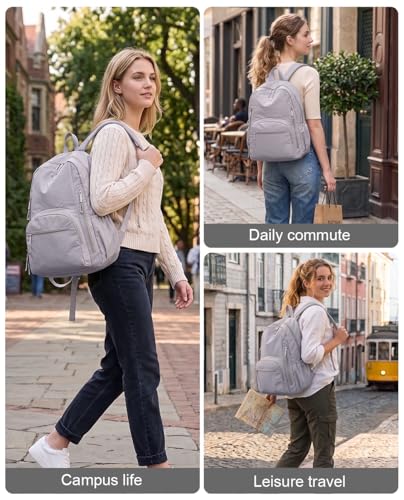 Backpack for Women, Work College Laptop Backpack, Lightweight Travel Backpack Purse, Casual Daypack Bag (Grey) - color: Grey