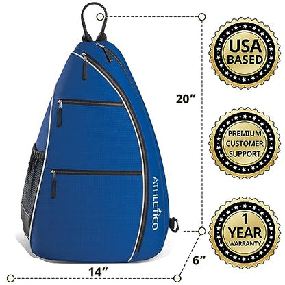 Athletico Sling Bag - Crossbody Backpack for Pickleball, Tennis, Racketball, and Travel for Men and Women - color: Blue