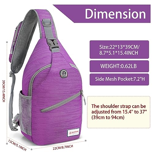 ZOMAKE Sling Bag,Small Crossbody Sling Backpack,Water Resistant Shoulder Daypack for Travel,Anti Thief Chest Bag for Hiking(Purple(Stripe)) - color: Purple(stripe)
