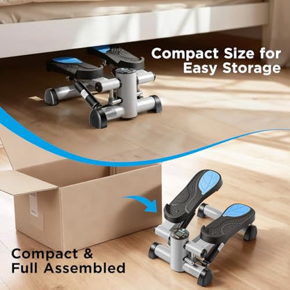 Efitment Mini Stepper for Exercise at Home, Twist Stair Stepper with Resistance Bands, LCD Monitor, Compact Cardio Step Machine for Full Body Workout - style: Stepper Only
