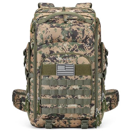 Maelstrom Tactical Backpack for Men, Water Resistant 40L Military Backpack, for Hiking, Camping, Gym with Molle System (Camouflage Green) - color: D.camouflage Green