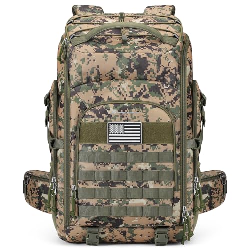 Maelstrom Tactical Backpack for Men, Water Resistant 40L Military Backpack, for Hiking, Camping, Gym with Molle System (Camouflage Green) - color: D.camouflage Green