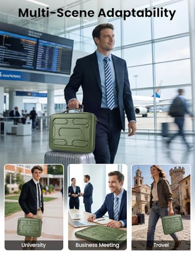 DOMISO Laptop Hard Case 17-17.3 inch Waterproof Shockproof Hard Shell Laptop Sleeve with Handle & Storage Pocket, Compatible with MacBook, HP, Dell, Green - color: Green, size: 17.3 inch