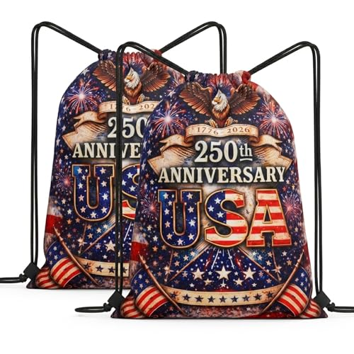 250 Aniversary American Flags Drawstring Backpack, Lightweight Cinch String Sports Sackpack for Men & Women,pack of 2 - color: 250th Anniversary-01