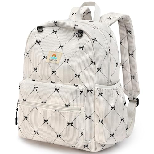 STEAMEDBUN Corduroy Kids Backpack for Girls and Boys 5-8: Girls Backpack for Elementary Kindergarten - 15 inch Cute Backpacks for Kids - Bow - color: Bow Corduroy, size: SMALL-15"H(fit folder)