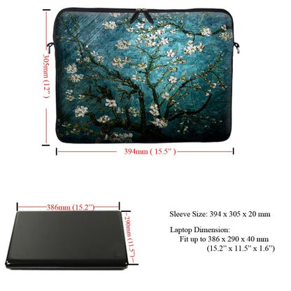 Meffort Inc 15 Inch Neoprene Laptop Sleeve - Water Resistant, Hidden Handle, Dual Zipper, Fits Up to 15” - 15.6" Laptops - Almond Blossoming - color: 3005, size: 15 - 15.6 Inch