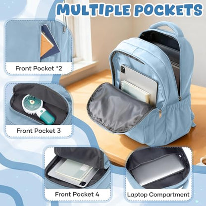 Backpack for Women Men Lighweght Casual Daypack Classic Waterproof Travel Daypack - color: Light Blue