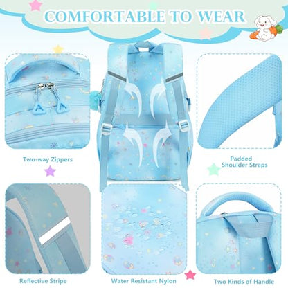 AO ALI VICTORY Backpack for Girls with Lunch Bag Pencil Case Kids School Bags for Kindergarten Elementary Middle Primary Schoolbag Cute 16 inch Laptop Bookbag Students 3 PCS Cute Bookbag, Blue Set - color: Blue Set