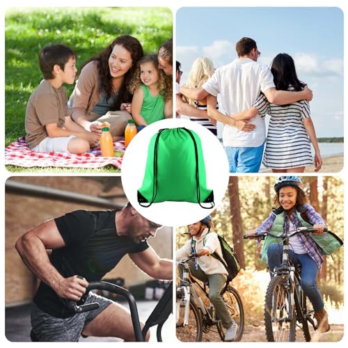 KUUQA 40Pcs Green Drawstring Backpack Bag Bulk Sack Drawstring Bags Bulk String Bags Storage Bags for Sport Gym Traveling - color: Green
