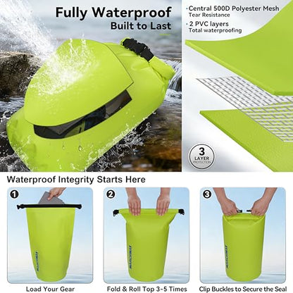 MARCHWAY Floating Waterproof Dry Bag Backpack 5L/10L/20L/30L/40L, Roll Top Sack Keeps Gear Dry for Kayaking, Rafting, Boating, Swimming, Camping, Hiking, Beach, Fishing - color: Bright Yellow, size: 5L