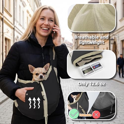 Dog Carrier Sling, Dog Carriers for Small Dogs Up to 20lbs, Black - color: Black