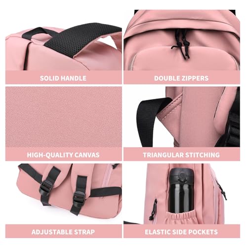 GAEKEAO Classical Basic Travel Backpack for Women Men,Casual Lightweight Bookbag Cute Daypack for College Work Everyday Pink - color: B04 Pink
