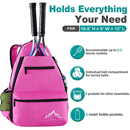 Himal Outdoors Tennis Backpack Tennis Bag - Large Storage Holds 2-3 Rackets and Necessities,Suitble for Women,Men and Teenagers