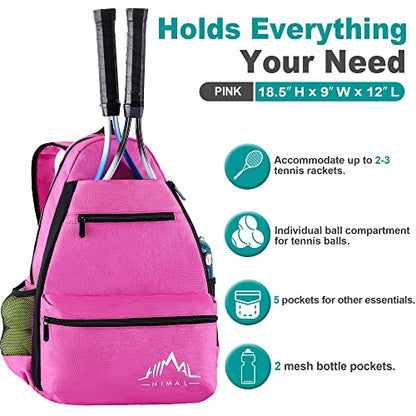 Himal Outdoors Tennis Backpack Tennis Bag - Large Storage Holds 2-3 Rackets and Necessities,Suitble for Women,Men and Teenagers