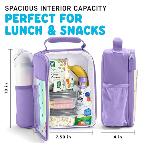 Fit & Fresh Lunch Box For Kids, Boys & Girls, School, Camp, Insulated Bag With Shoe Charm Slots For Personalization, Holographic Purple - color: Holographic Purple