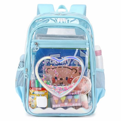 Clear Backpack, Heavy Duty Thick TPU Clear Bookbag, Transparent Bookbag Stadium Events, See Through Large Ergonomic Backpack for School Kids Girls Women Travel Security College Concert, Blue - color: Blue