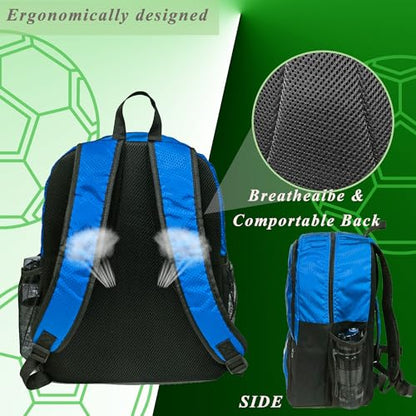 Soccer Ball Bag-Backpack for Basketball,Volleyball with Cleat Shoes and Ball Compartment for Sports Team,Trainning - color: Brighten Blue