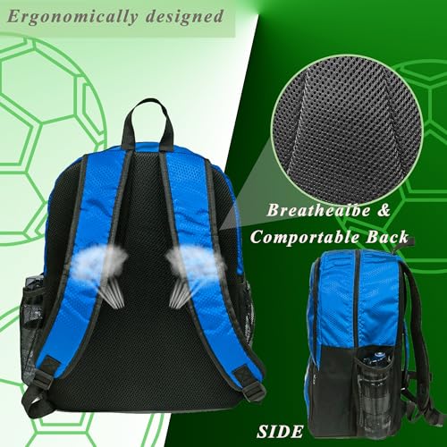 Soccer Ball Bag-Backpack for Basketball,Volleyball with Cleat Shoes and Ball Compartment for Sports Team,Trainning - color: Blue