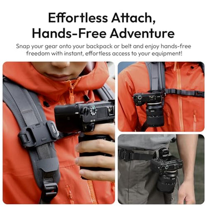 ULANZI Camera Backpack Strap Clip,w Plate Quick Release System, Compatible w Uka QR Plates, for Sony, Nikon, Fuji, DSLR Action Cam Mount, Bearable Load up to 10kg【Not Compatible w F38/Arca System】