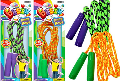 JA-RU 7ft Adjustable Jump Rope (Jump Rope) Nylon Braided Jump Ropes for Kids. Indoor & Outdoor Activities for Teens. Bulk Party Favor & Gymnastics Goodie Bag Stuffers. 1995 - style: 2 Pack