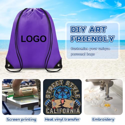 Grneric Drawstring Backpack Bulk 70Pcs String Backpack Drawstring Bags Cinch Bag Sackpack for Men Women Gym(Purple) - color: Purple