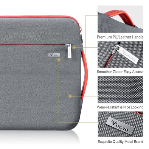 Voova Laptop Sleeve Case 14 15 Inch with Handle, 360° Protective Waterproof Slim Computer Bag Cover Compatible with MacBook Air 15 M2/M3/M4 2024-2025, MacBook Pro 14, Hp Chromebook 14, Grey - color: Grey, size: 14-15 Inch