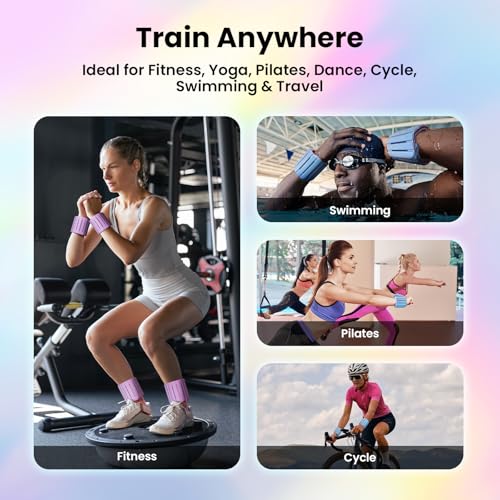 Adjustable Hidden Magnetic Ankle & Wrist Weights, Skin-Friendly Breathable and Waterproof Silicone Design for Women & Men - Ideal for Fitness, Yoga, Running, Cycling & Swimming, 2-Pack, 1LB Each - color: Blue and Pink