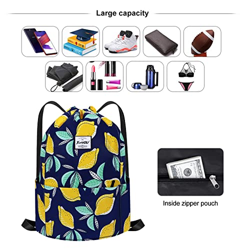 XEYOU Drawstring Sports Backpack Lightweight Gym Yoga Sackpack Shoulder Rucksack Casual Outdoor Daypack for Women and Men | Lightweight - color: Pears Pattern